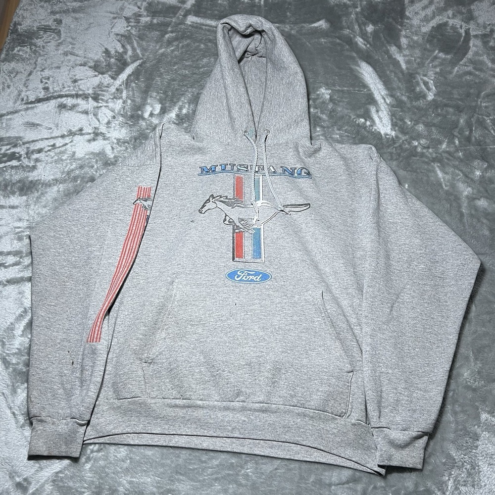 Ford Mustang Hoodie Men Size Large Original Tribar Small Blemishes Vintage
